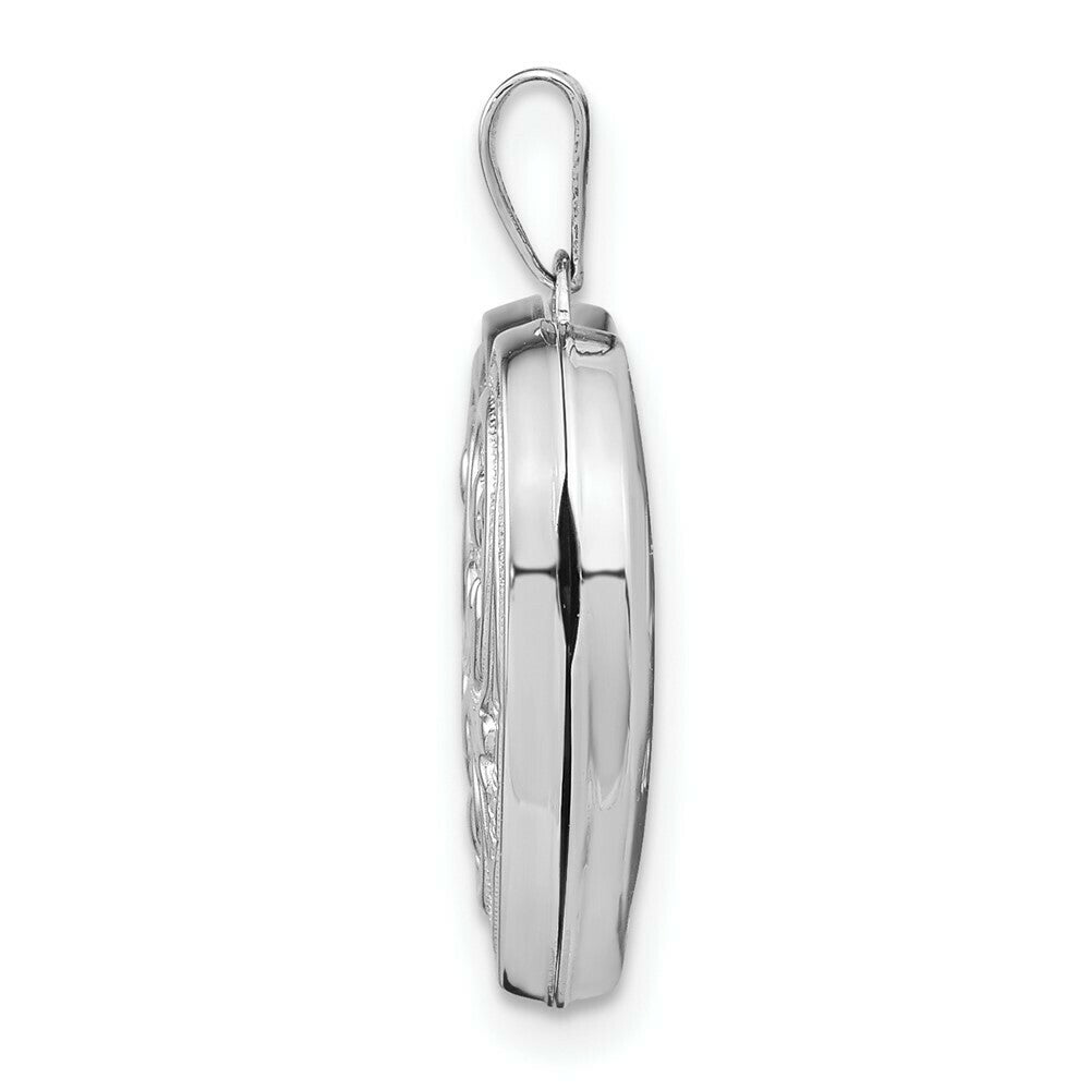 14K White Gold Scrolled Love you always Heart Locket 24x19mm