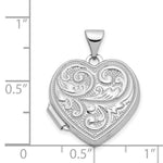 Load image into Gallery viewer, 14K White Gold Scrolled Love you always Heart Locket 24x19mm
