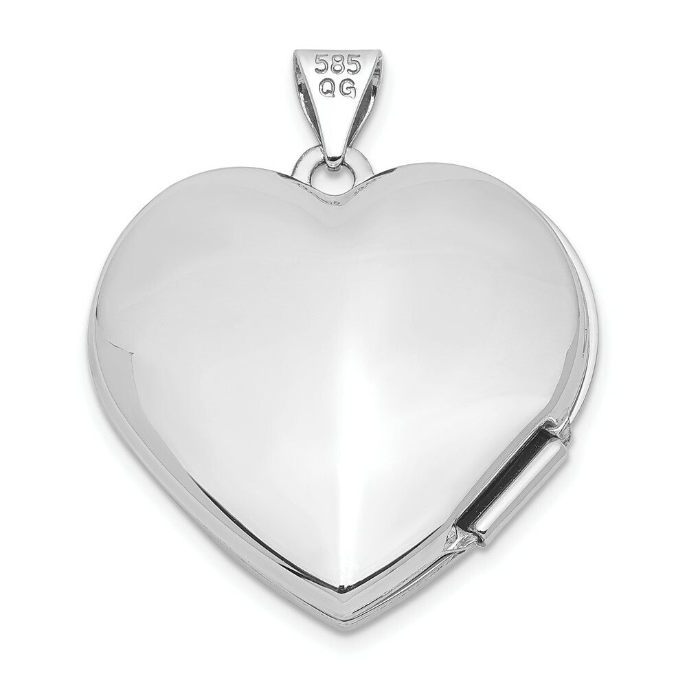 14K White Gold Polished Heart-Shaped Domed Locket 26x22mm