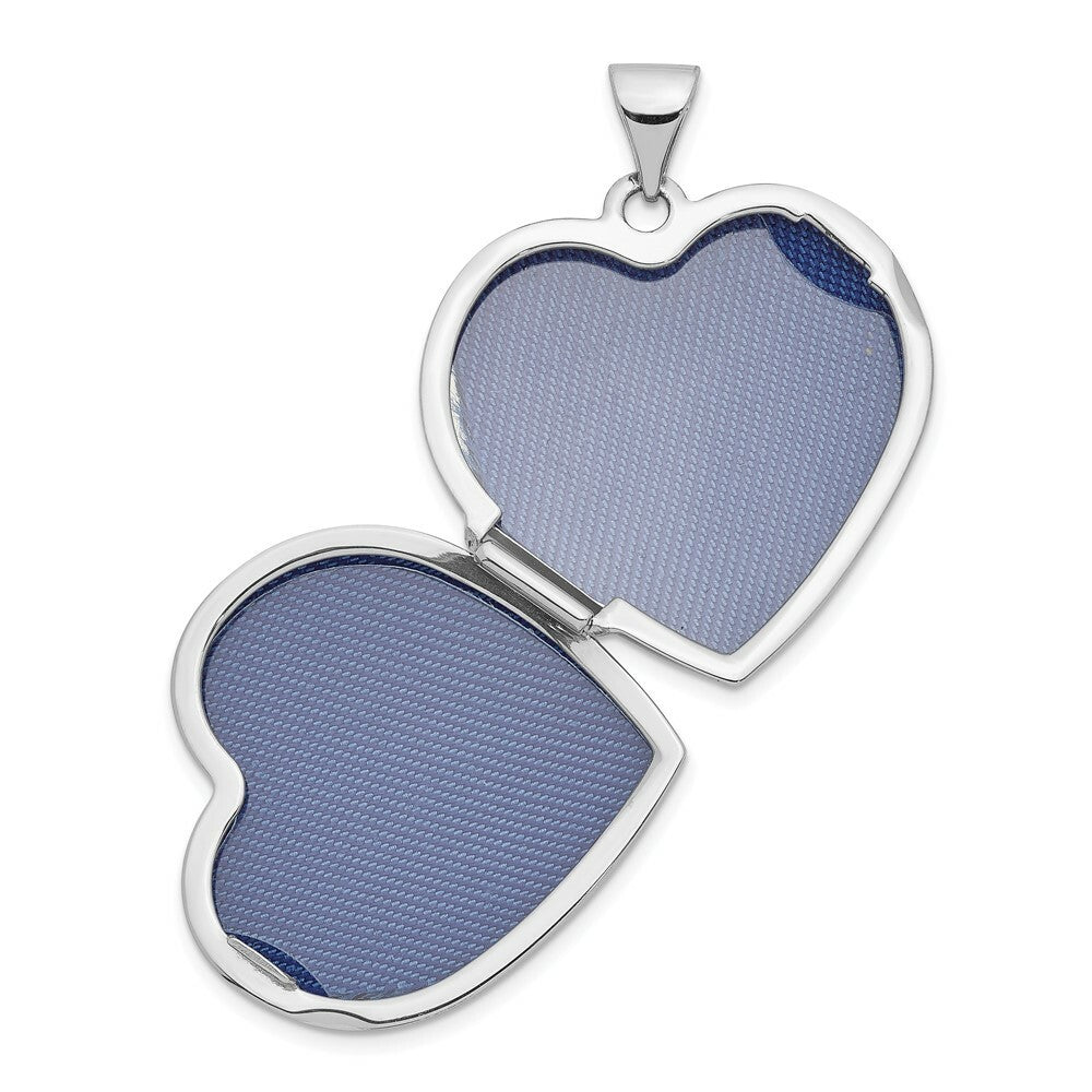 14K White Gold Polished Heart-Shaped Domed Locket 26x22mm