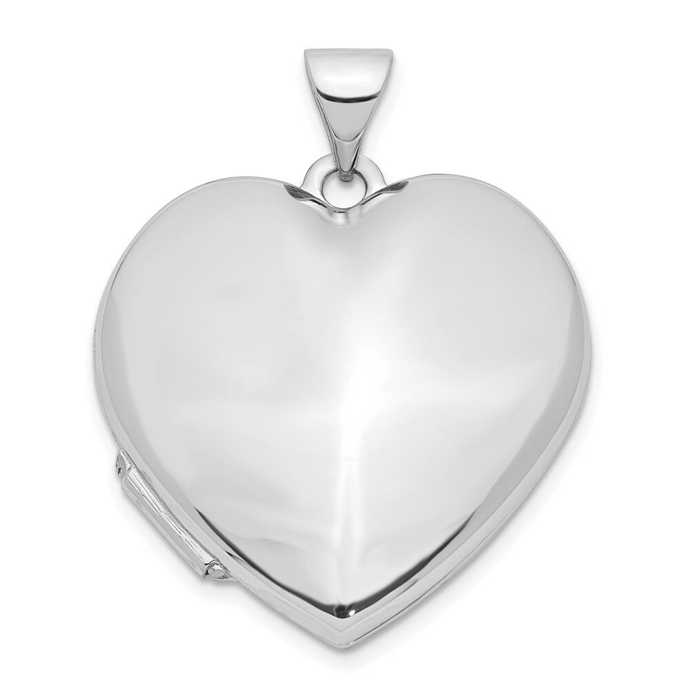 14K White Gold Polished Heart-Shaped Domed Locket 26x22mm
