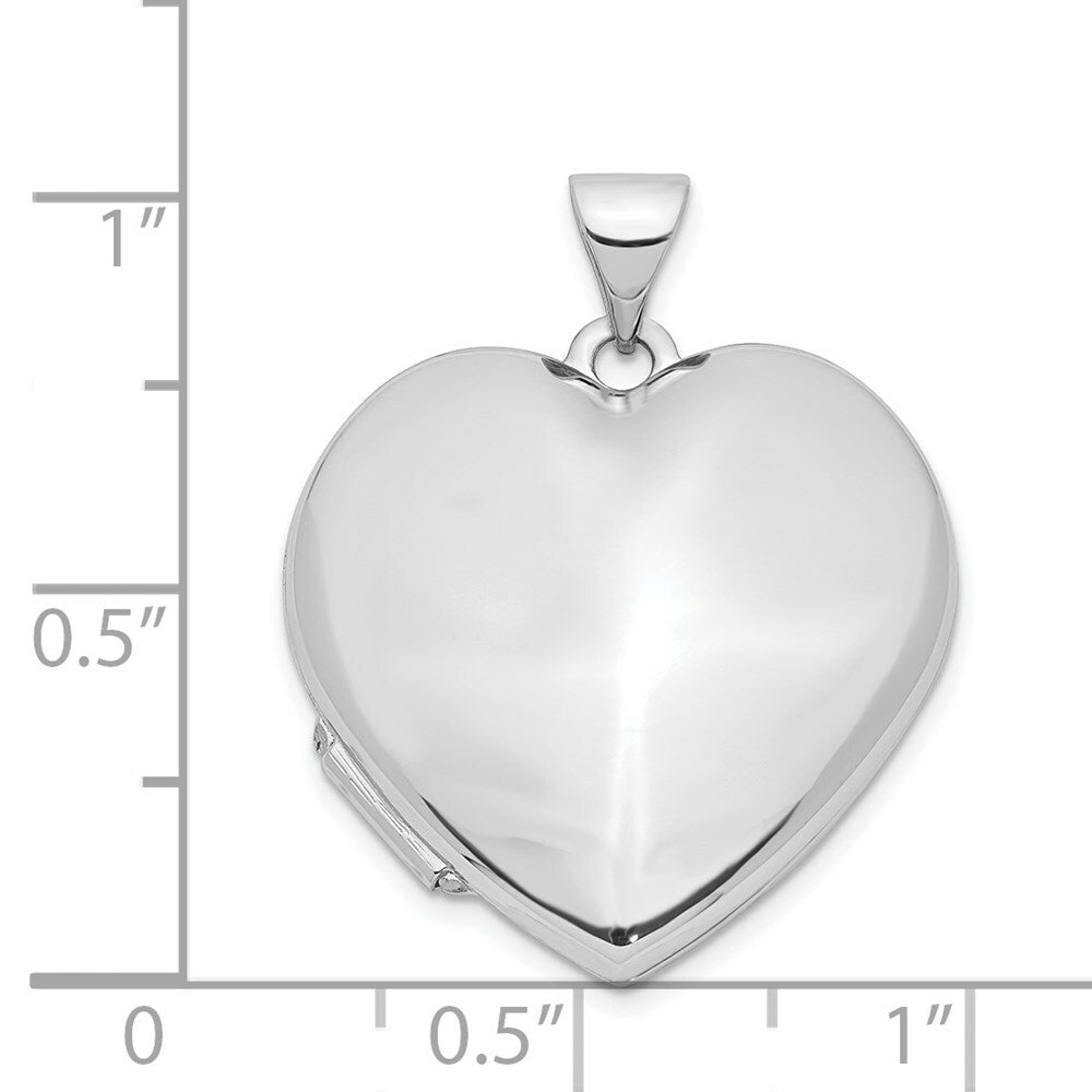 14K White Gold Polished Heart-Shaped Domed Locket 26x22mm
