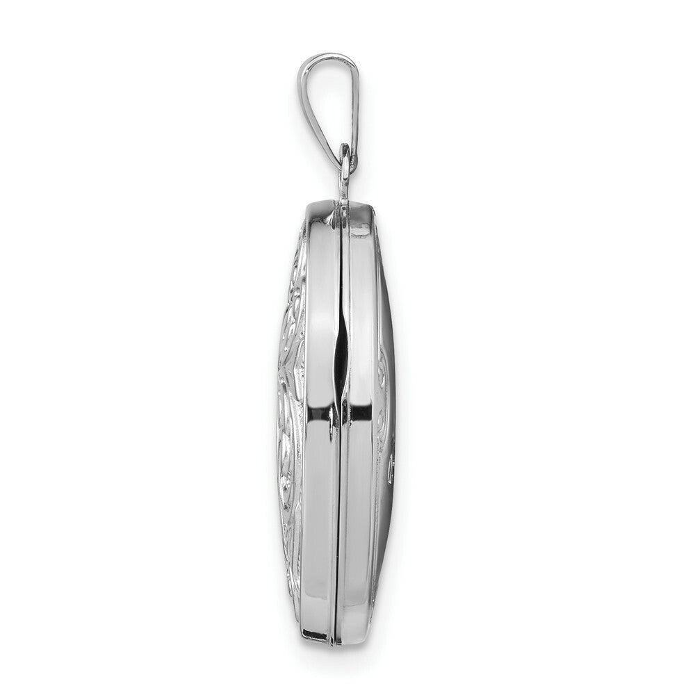 14K White Gold Polished Reversible Love You Always Oval Locket 30x21mm