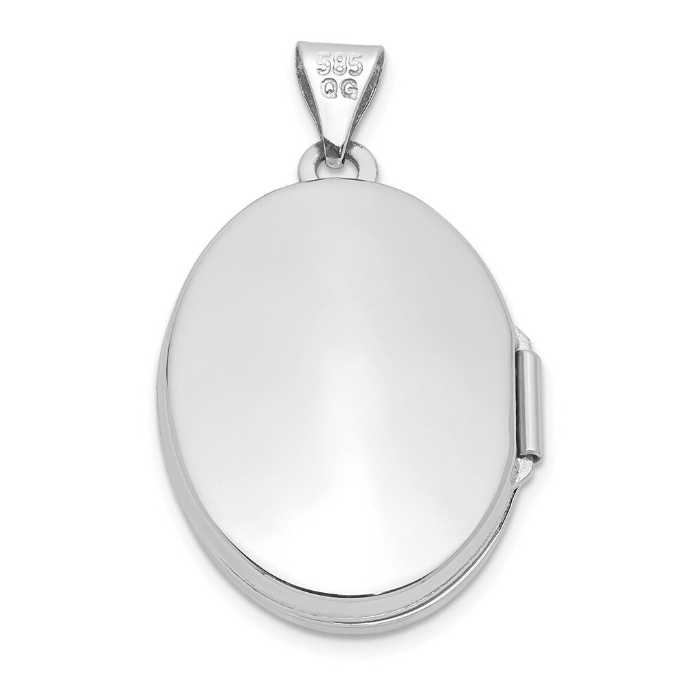 14K White Gold Polished Oval Locket 30x21mm