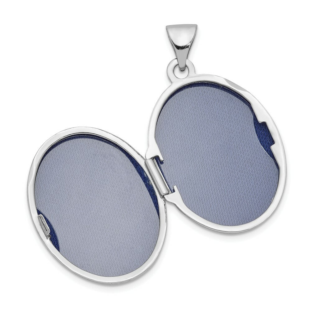 14K White Gold Polished Oval Locket 30x21mm