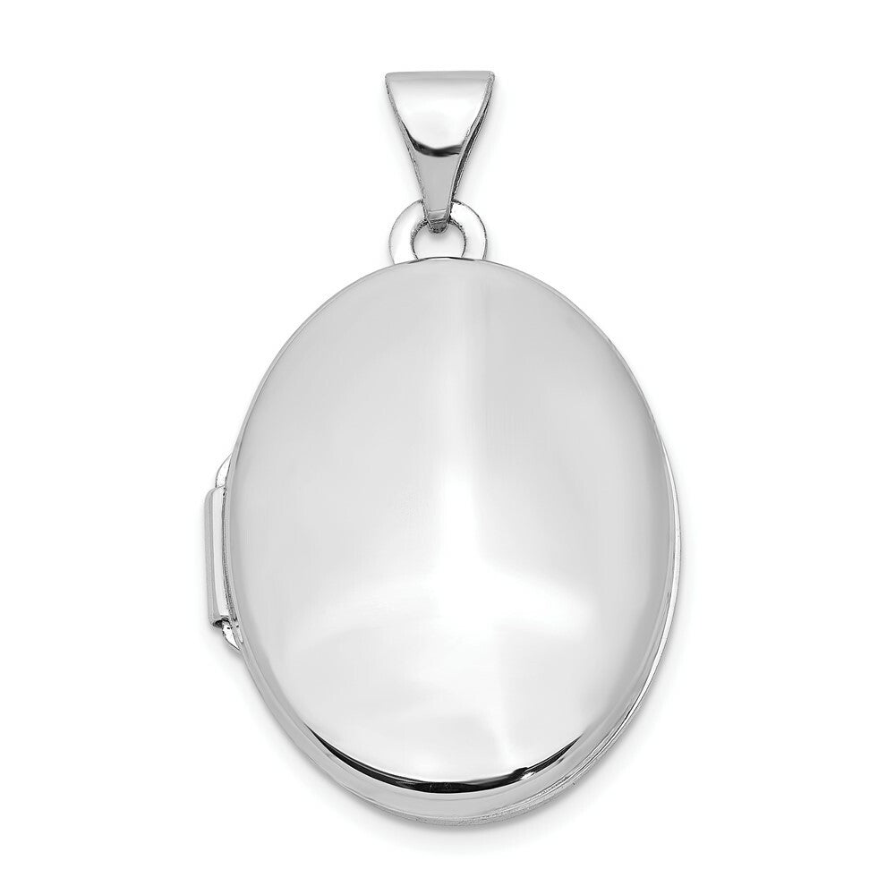 14K White Gold Polished Oval Locket 30x21mm