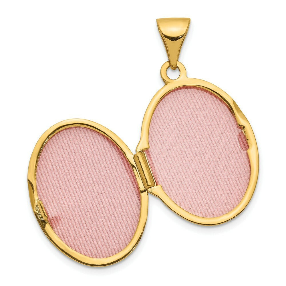 14K Yellow Gold Rhodium 17mm Guardian Angel Oval Locket 24x17mm