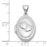 Load image into Gallery viewer, 14K White Gold 17mm Double Hearts Oval Locket 24x17mm
