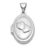 Load image into Gallery viewer, 14K White Gold 17mm Double Hearts Oval Locket 24x17mm
