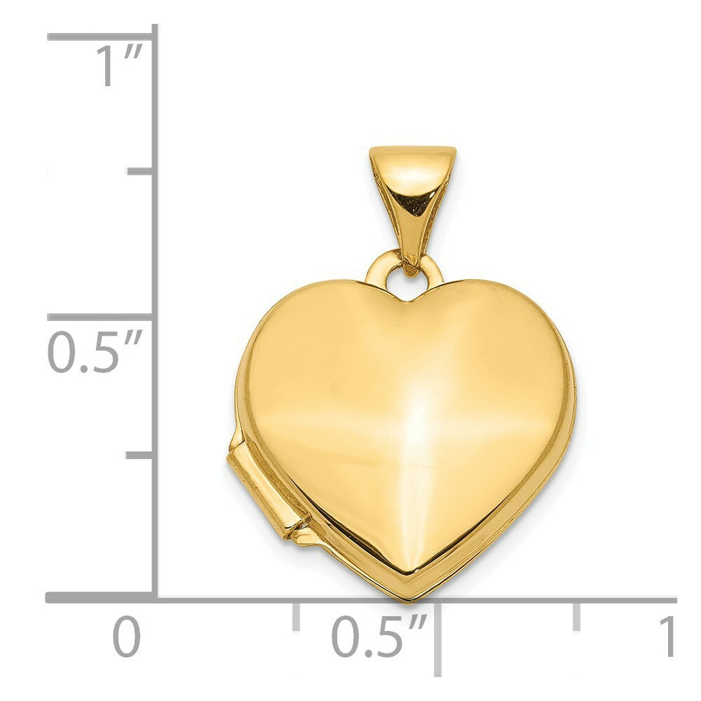 14K Yellow Gold Plain Heart Locket 20x15mm