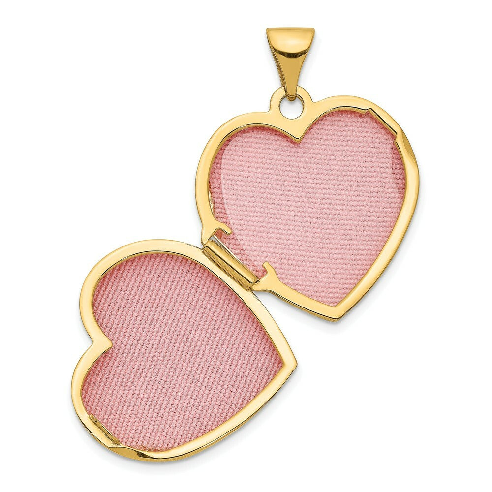 14K Yellow Gold w/ Rhodium Daughter Floral 18mm Heart Locket 24x19mm