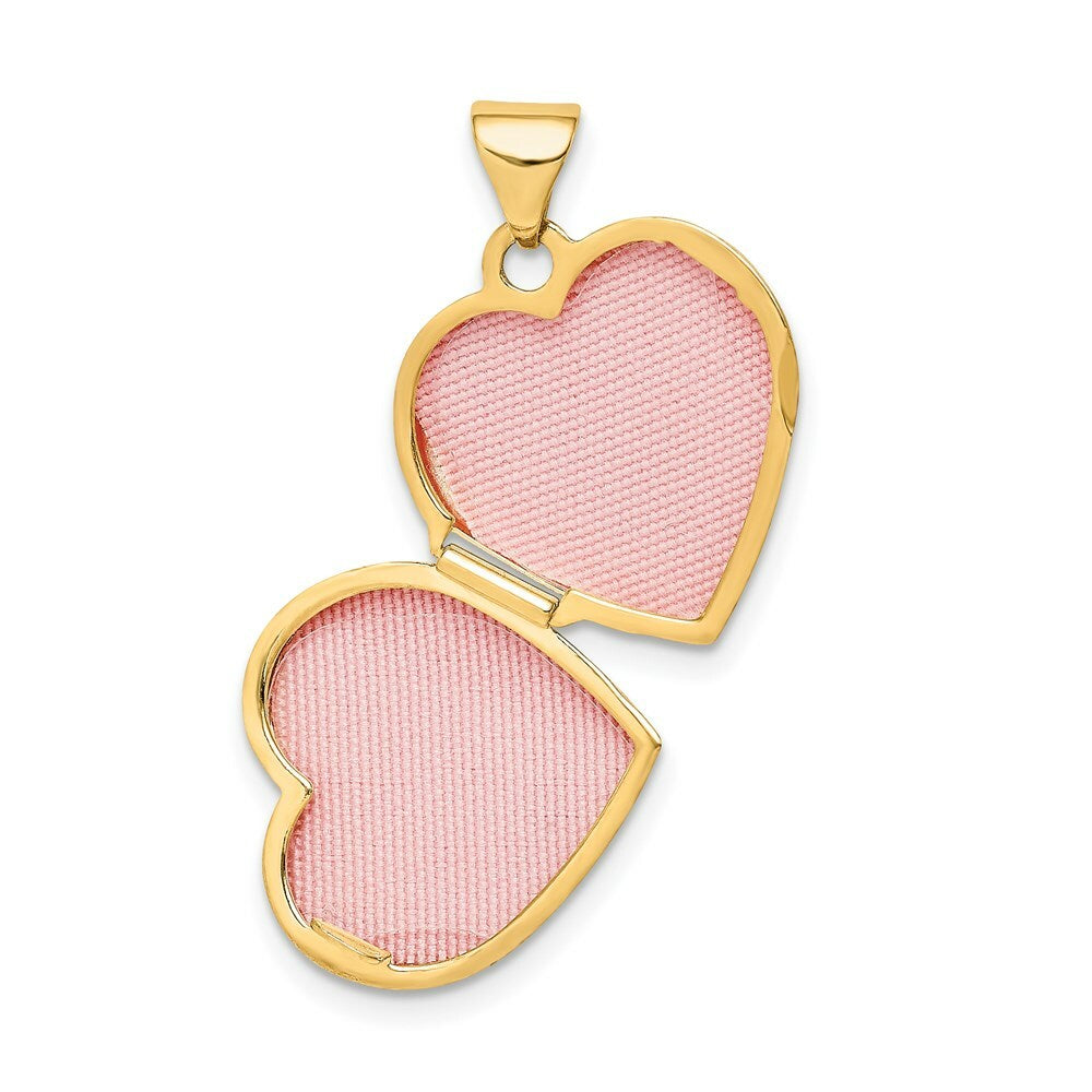 14K Yellow Gold 15mm Heart Diamond Special Daughter Locket 21x16mm