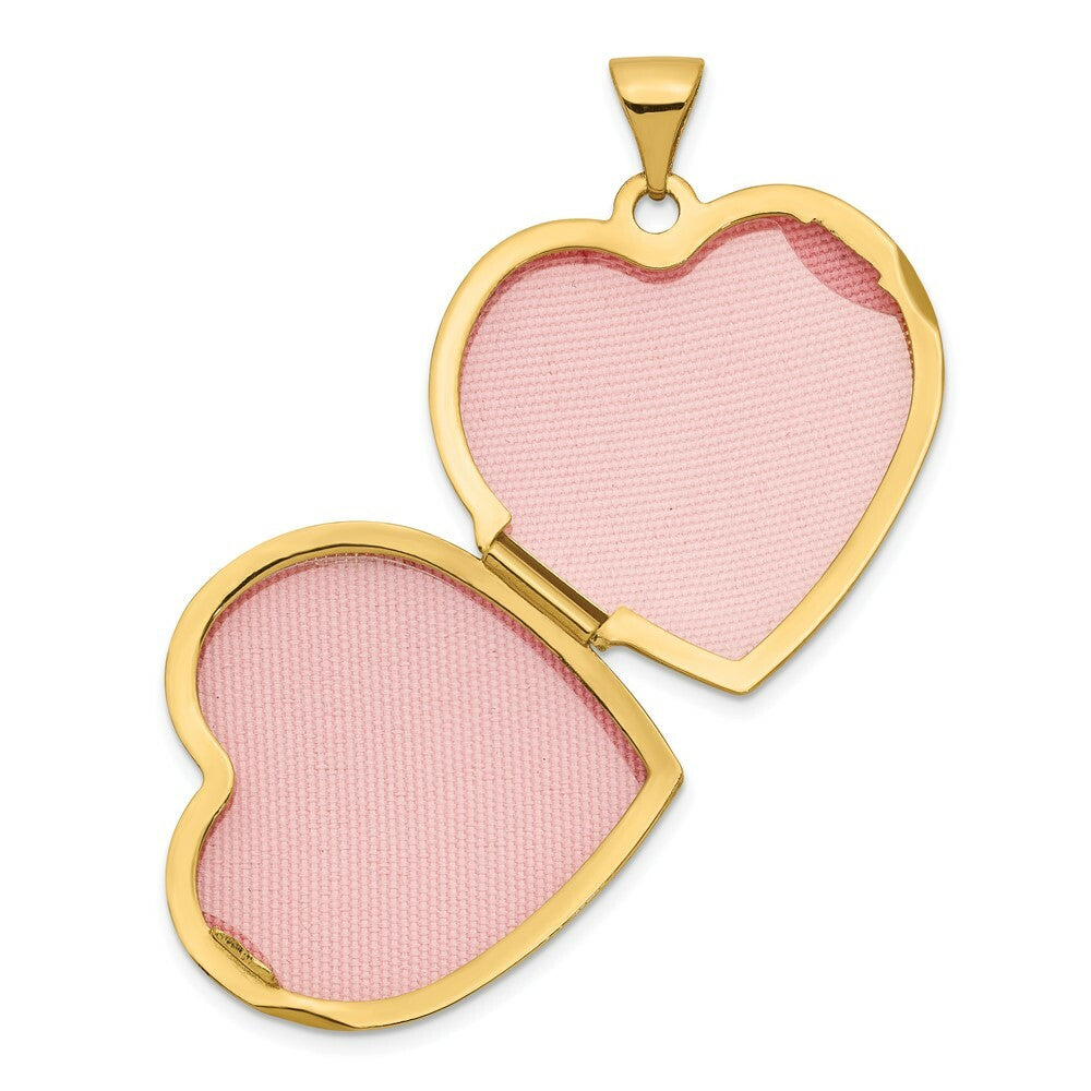 14K Yellow Gold 21mm Heart Domed Plain Locket 26x22mm