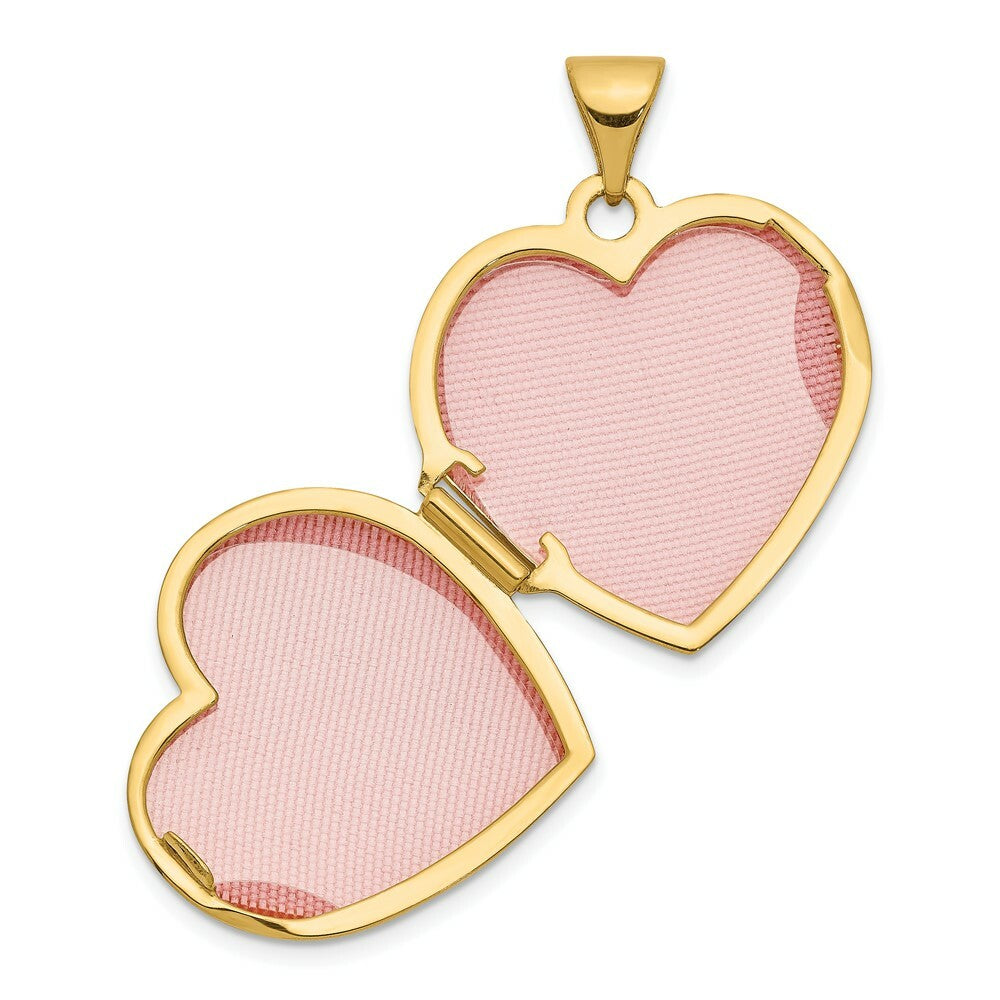 14K Yellow Gold 18mm Polished Heart-Shaped Floral Locket 24x19mm