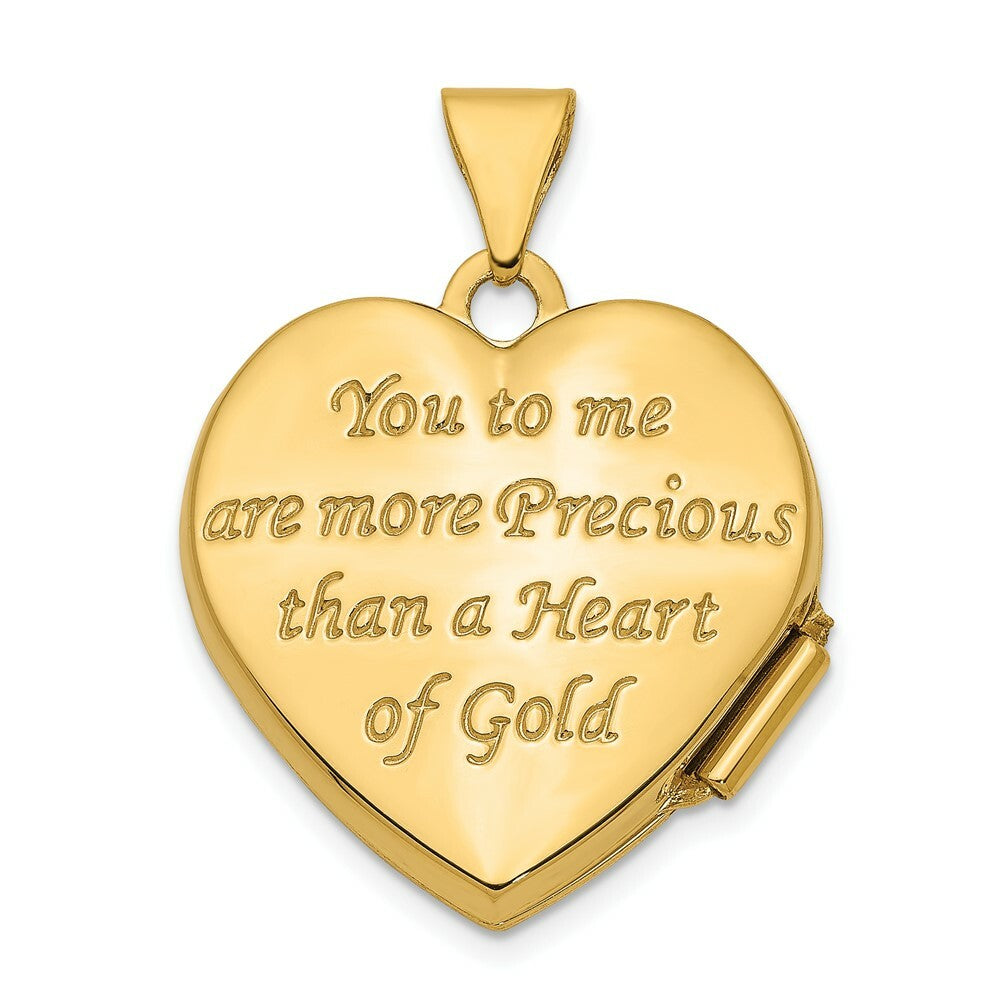 14K Yellow Gold 18mm Heart Rhodium Heart of Gold Locket 24x19mm