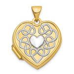 Load image into Gallery viewer, 14K Yellow Gold 18mm Heart Rhodium Heart of Gold Locket 24x19mm
