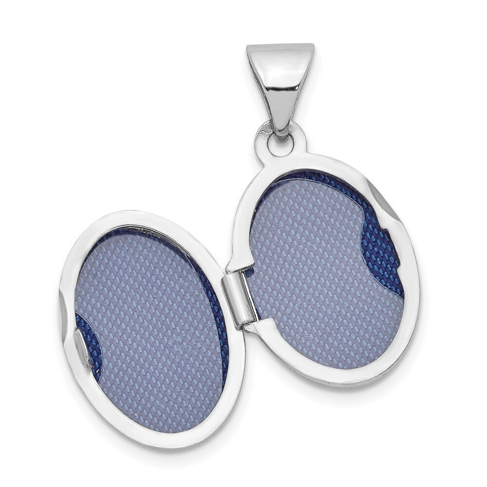 14K White Gold 13mm Oval Plain Assembled Locket 20x13mm