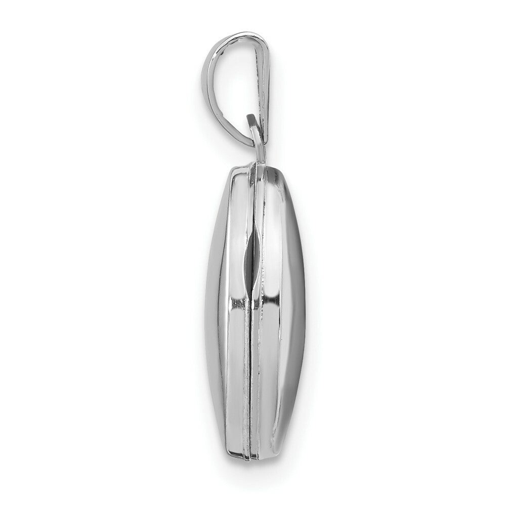 14K White Gold 13mm Oval Plain Assembled Locket 20x13mm