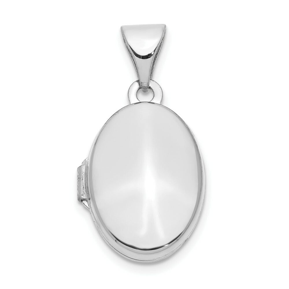 14K White Gold 13mm Oval Plain Assembled Locket 20x13mm