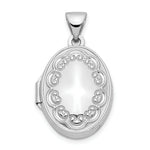 Load image into Gallery viewer, 14K White Gold 17mm Oval Embossed Border Locket 25x17mm
