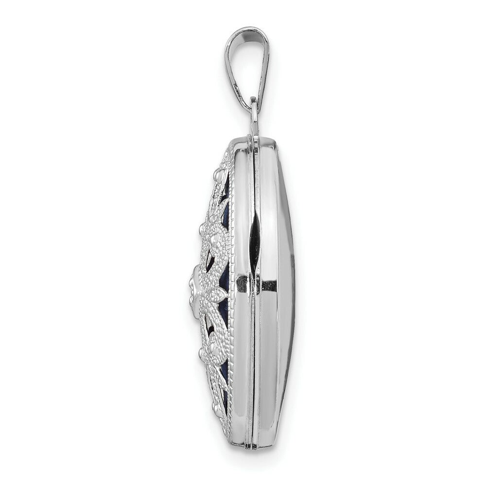 14K White Gold 21mm Oval w/Diamond Vintage Locket 30x21mm