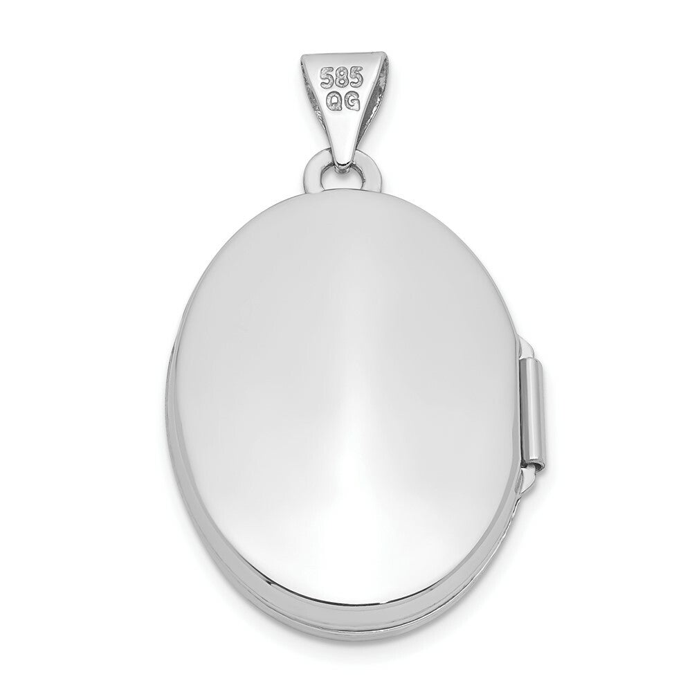 14K White Gold 21mm Oval w/Diamond Vintage Locket 30x21mm