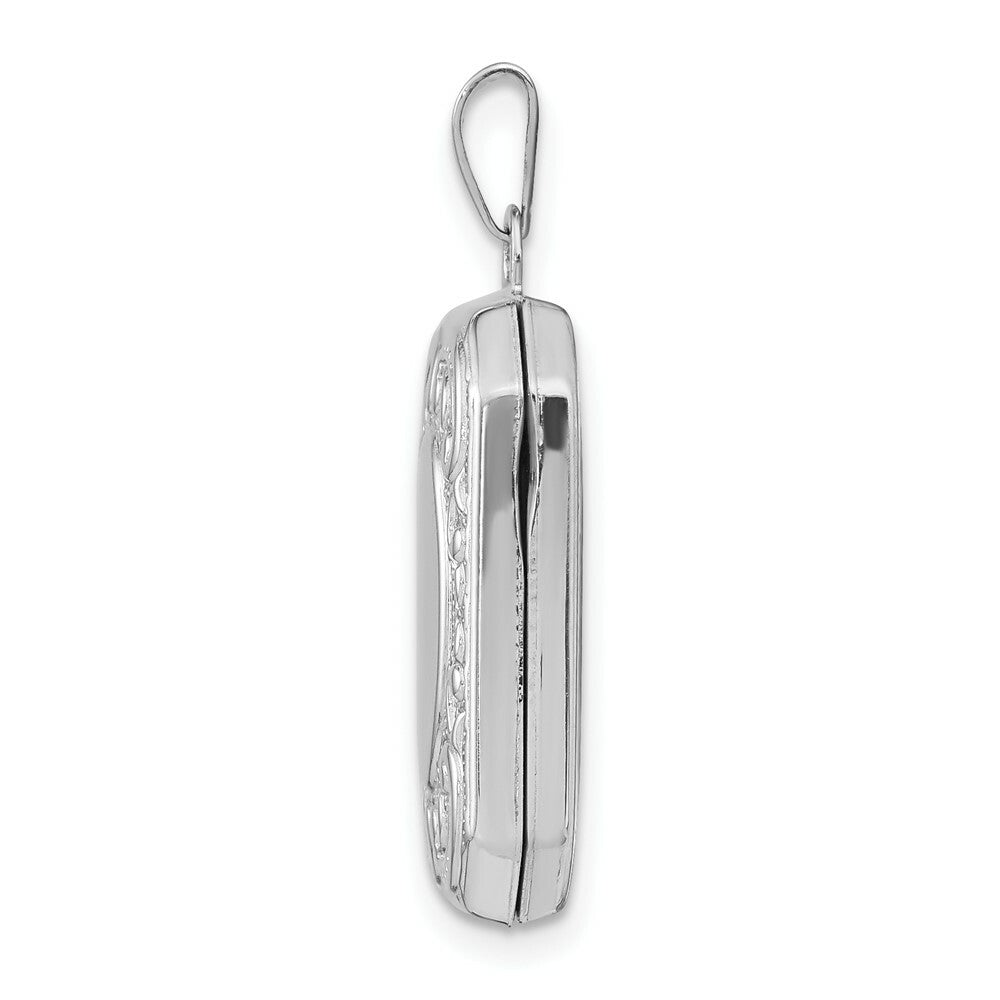 14K White Gold 20mm Book Scroll Border Locket 28x20mm