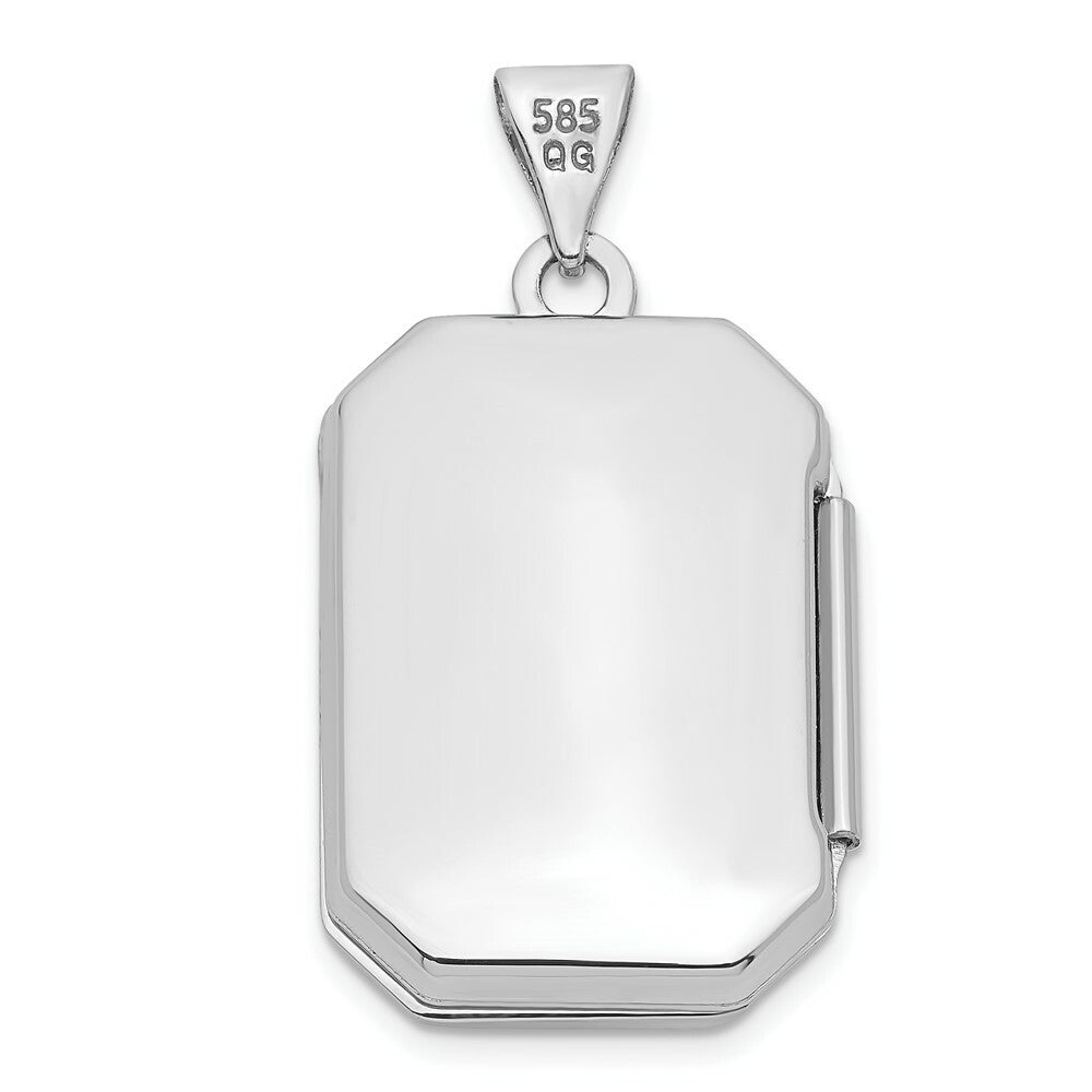 14K White Gold 20mm Book Scroll Border Locket 28x20mm