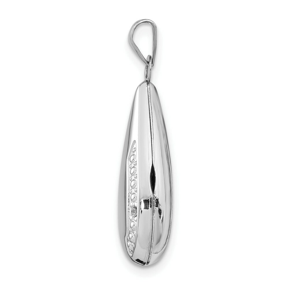 14K White Gold 21mm Tear Drop Diamond Set Locket 30x21mm