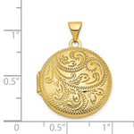 Load image into Gallery viewer, 14K Yellow Gold 20mm Round Fully Scroll Hand Engraved Locket 30x21mm
