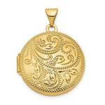 Load image into Gallery viewer, 14K Yellow Gold 20mm Round Fully Scroll Hand Engraved Locket 30x21mm
