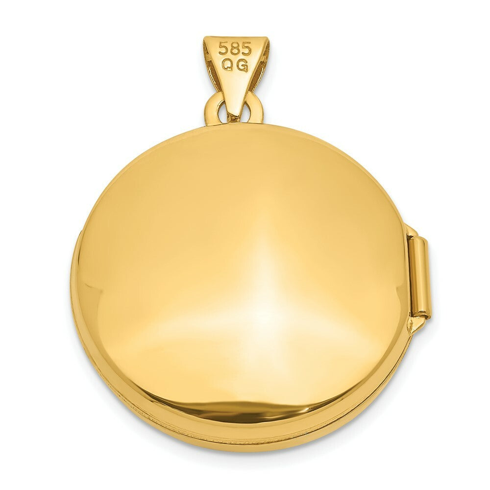 14K Yellow Gold 20mm Round Plain Domed Locket 28x21mm