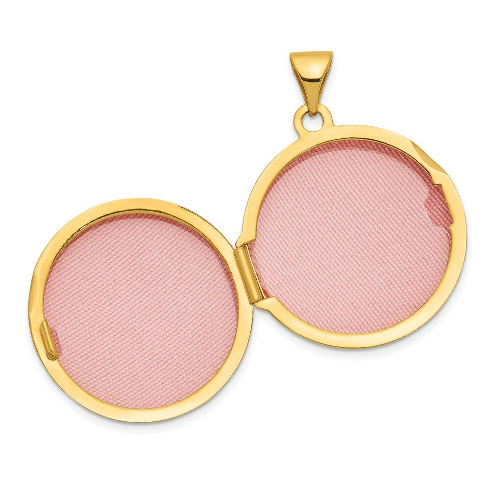 14K Yellow Gold 20mm Round Plain Domed Locket 28x21mm