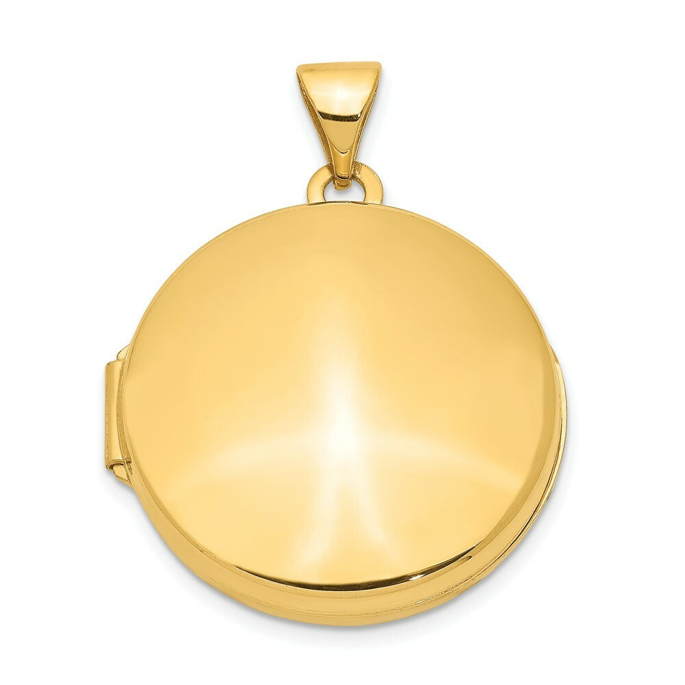 14K Yellow Gold 20mm Round Plain Domed Locket 28x21mm