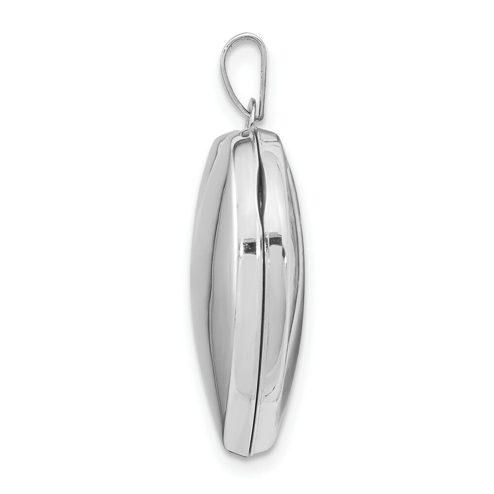 14K White Gold 21mm Heart Plain Domed Family Locket 28x21mm