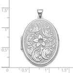 Load image into Gallery viewer, 14K White Gold 32mm Oval Flower With Scrolls Locket 41x32mm
