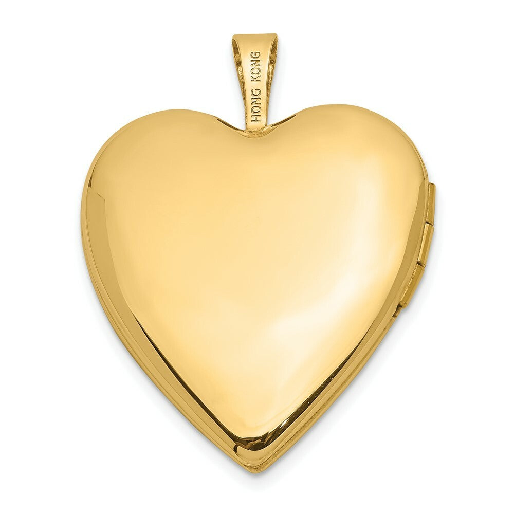 14K Yellow Gold 20mm Diamond Set Cross Heart Locket