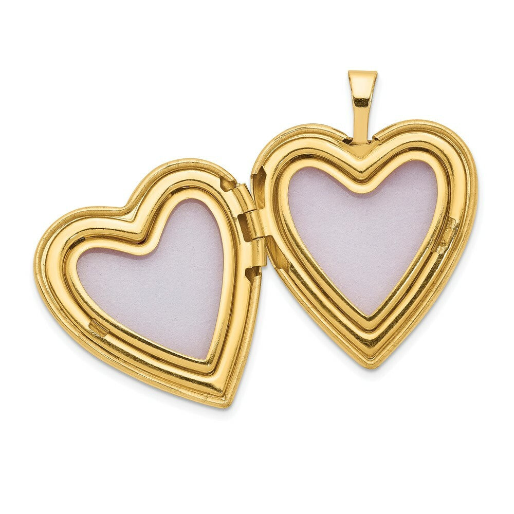 14K Yellow Gold 20mm Diamond Set Cross Heart Locket