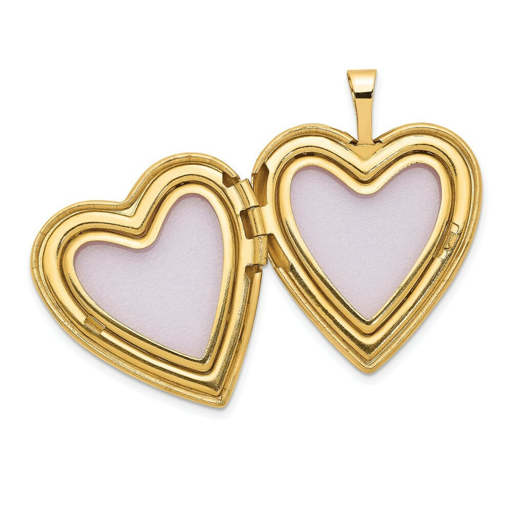 14K Yellow Gold 20mm Plain Polished Heart Locket 25x20mm