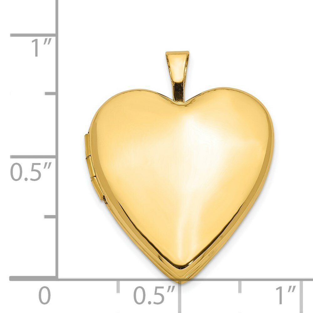 14K Yellow Gold 20mm Plain Polished Heart Locket 25x20mm