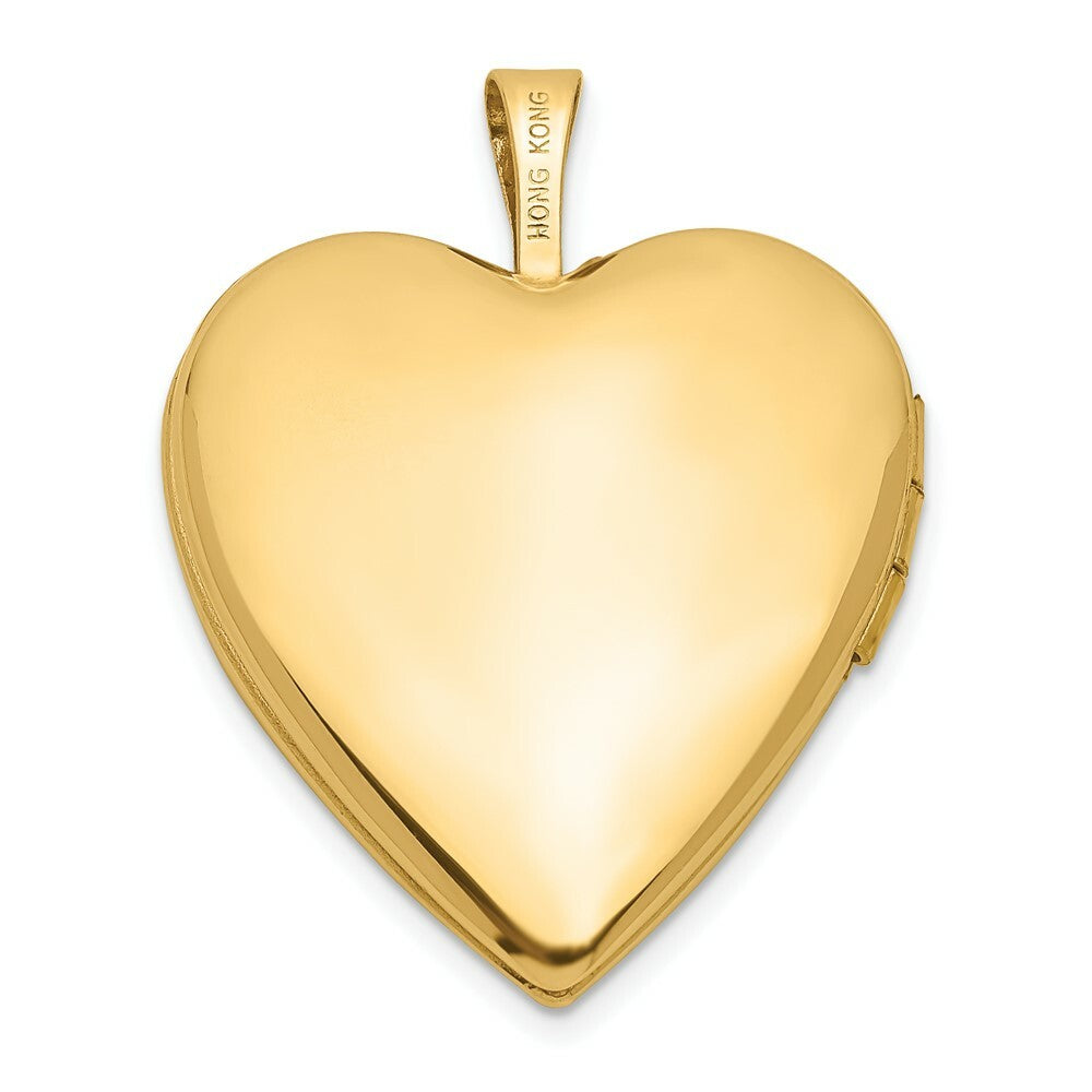 14K Yellow Gold 20mm Plain Polished Heart Locket 25x20mm
