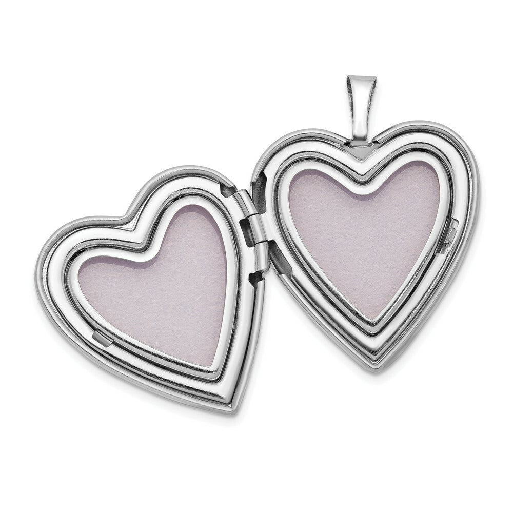 14K Yellow Gold 20mm White Gold Plain Polished Heart Locket 25x20mm