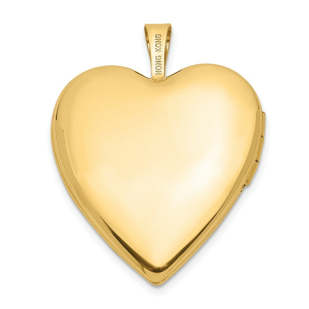 14K Yellow Gold 20mm w/ Diamond Heart Locket 25x20mm