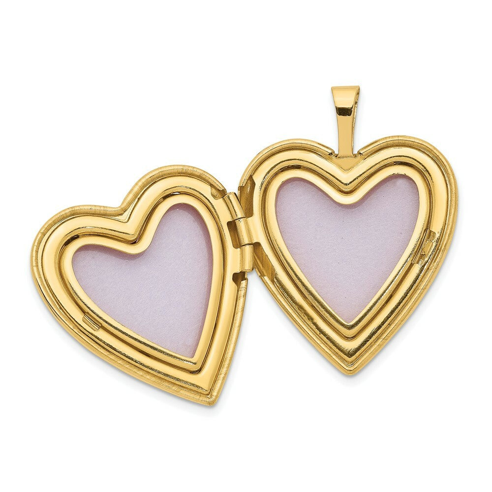 14K Yellow Gold 20mm w/ Diamond Heart Locket 25x20mm