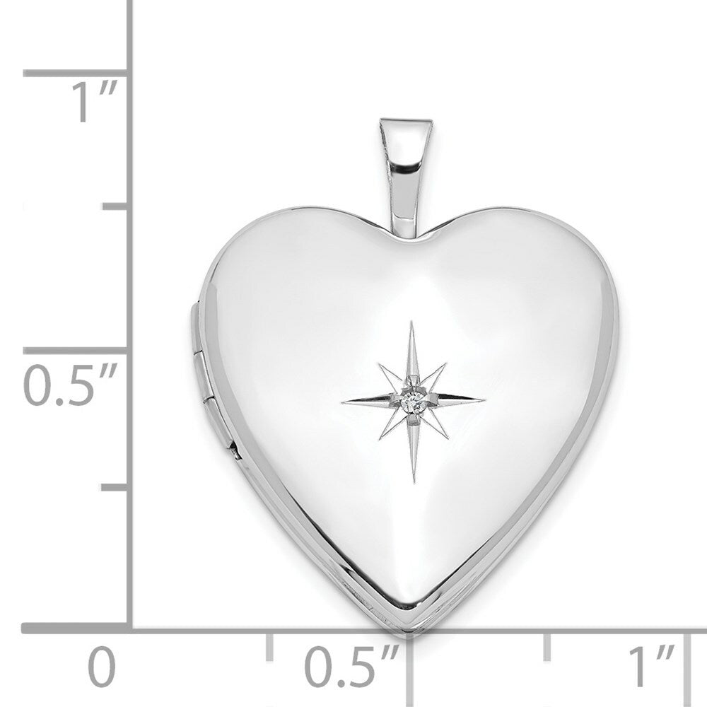 14K Yellow Gold 20mm White Gold w/ Diamond Heart Locket 25x20mm