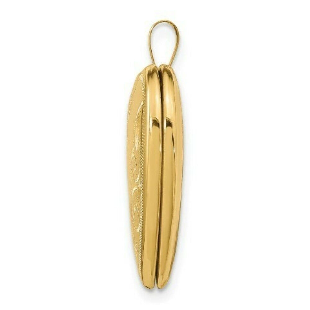 14K Yellow Gold 20mm Side Swirl Heart Locket 25x20mm