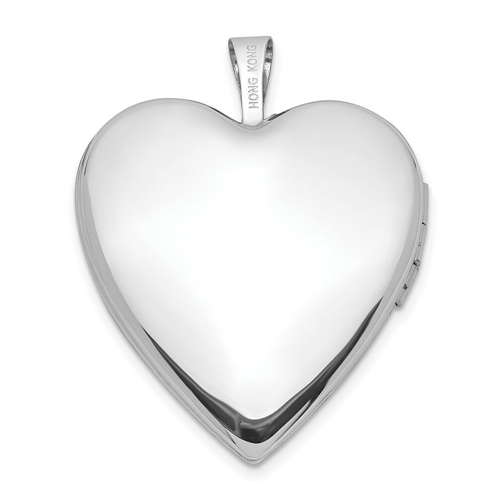 14K Yellow Gold 20mm White Gold Polished Satin w/ Diamond Heart Locket 25x20mm