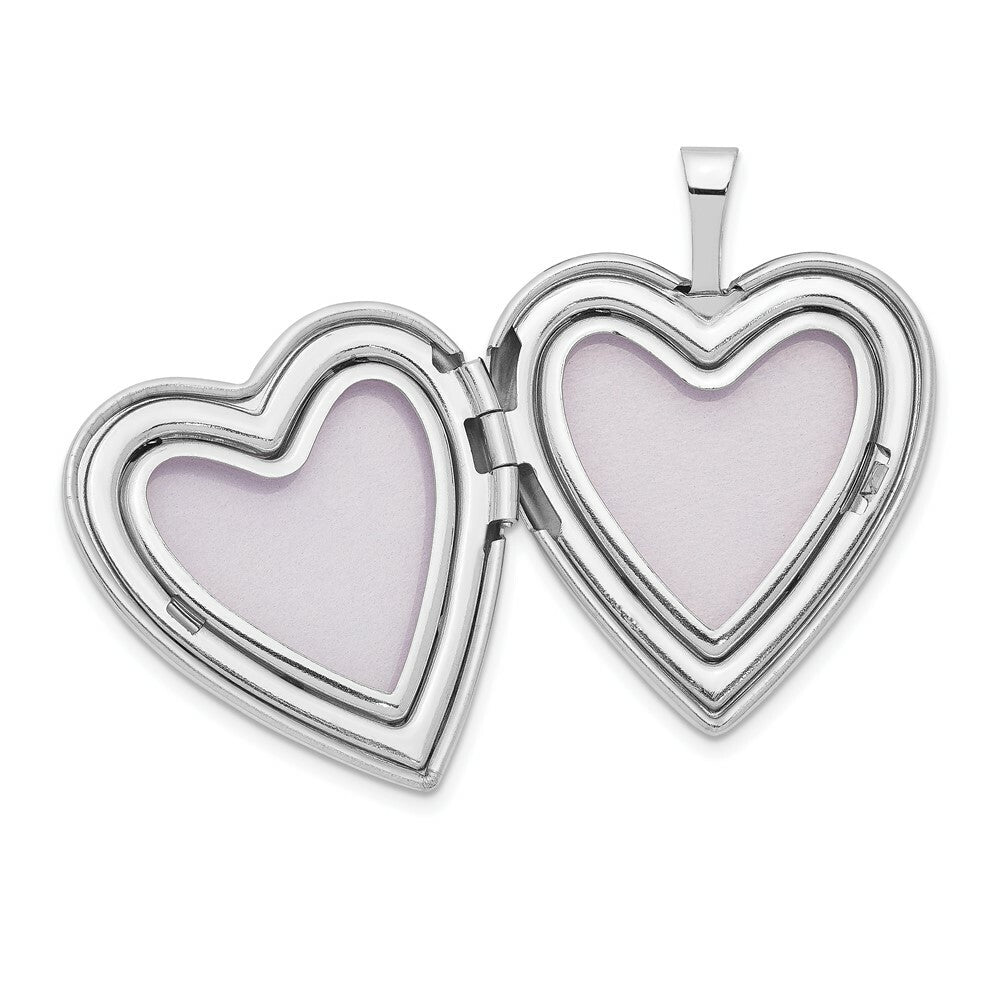 14K Yellow Gold 20mm White Gold Polished Satin w/ Diamond Heart Locket 25x20mm