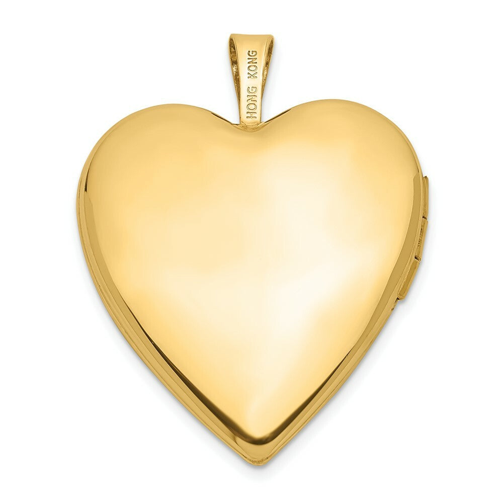 14K Yellow Gold 20mm Side Swirls w/ Diamond Heart Locket 25x20mm