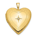 Load image into Gallery viewer, 14K Yellow Gold 20mm Side Swirls w/ Diamond Heart Locket 25x20mm
